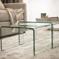 NIDO Lot de 2 tables basses gigognes en verre