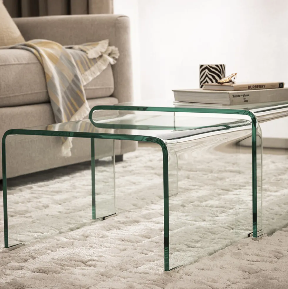 NIDO Lot de 2 tables basses gigognes en verre