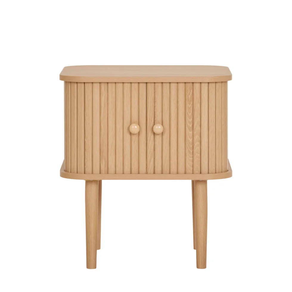 NIKKO Table de chevet 2 portes coulissantes en bois