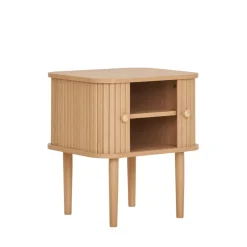 NIKKO Table de chevet 2 portes coulissantes en bois