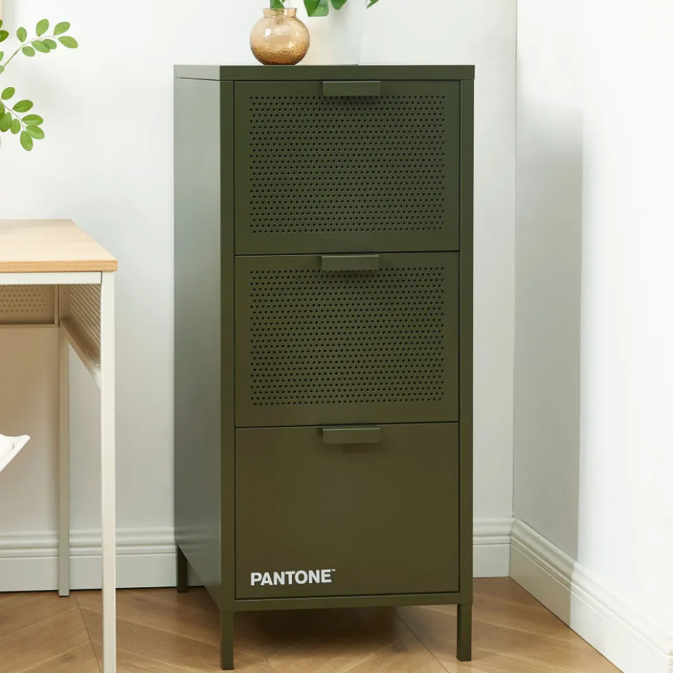 NINO Petit meuble de rangement 3 tiroirs en métal PANTONE H105cm