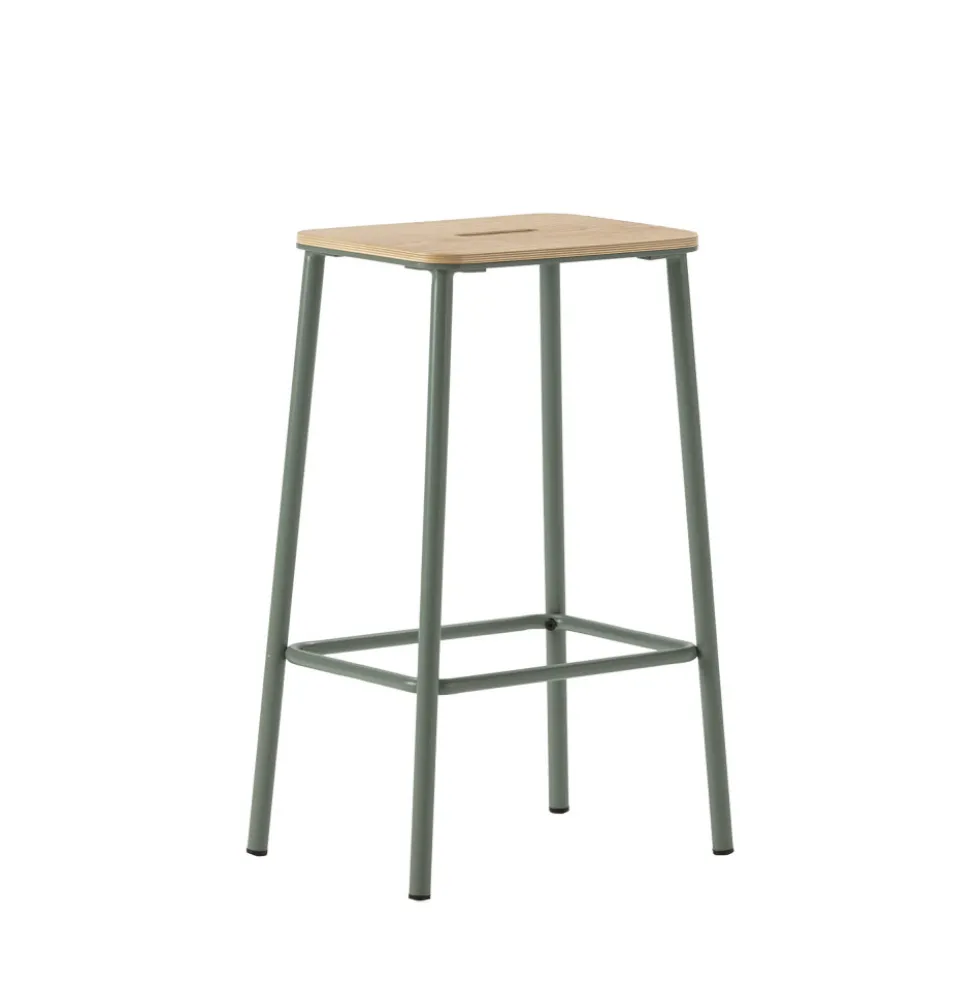 NOKI Lot de 2 tabourets de bar en bois et métal H65cm