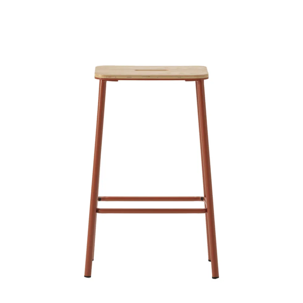 NOKI Lot de 2 tabourets de bar en bois et métal H65cm
