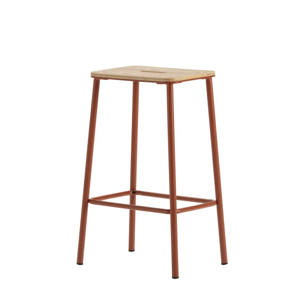 NOKI Lot de 2 tabourets de bar en bois et métal H65cm