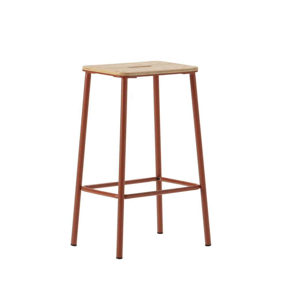 NOKI Lot de 2 tabourets de bar en bois et métal H65cm
