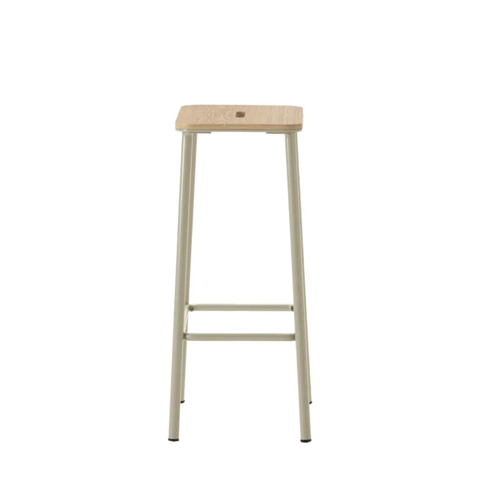 NOKI Lot de 2 tabourets de bar en bois et métal H65cm