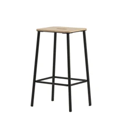 NOKI Lot de 2 tabourets de bar en bois et métal H65cm