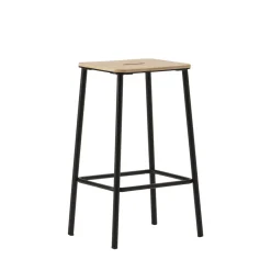 NOKI Lot de 2 tabourets de bar en bois et métal H65cm
