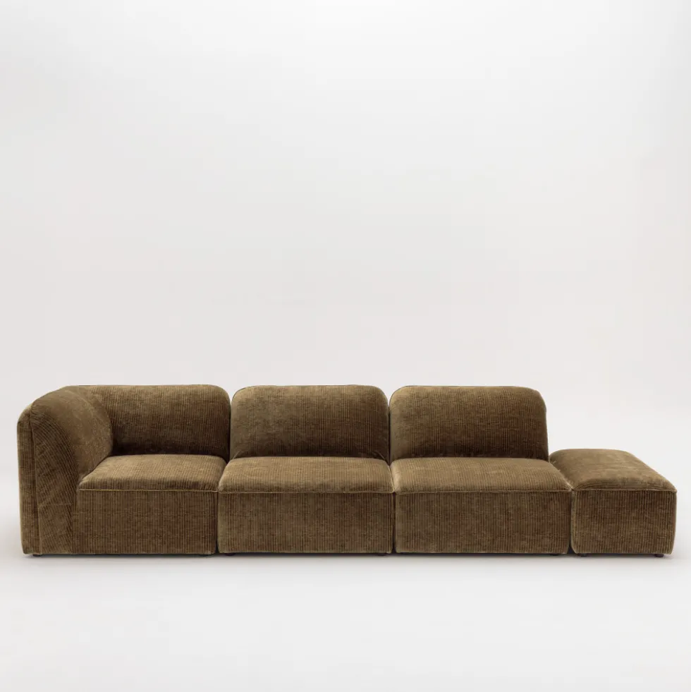 NOOR Pouf pour canapé modulable en velours côtelé