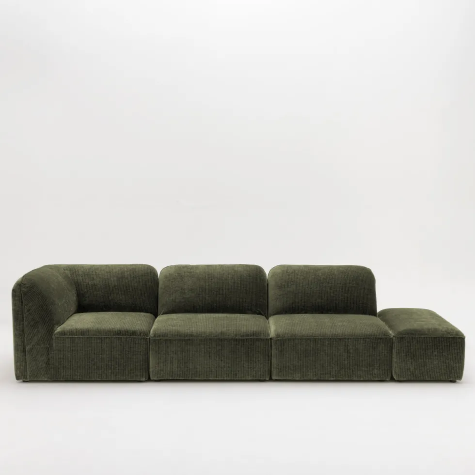 NOOR Pouf pour canapé modulable en velours côtelé
