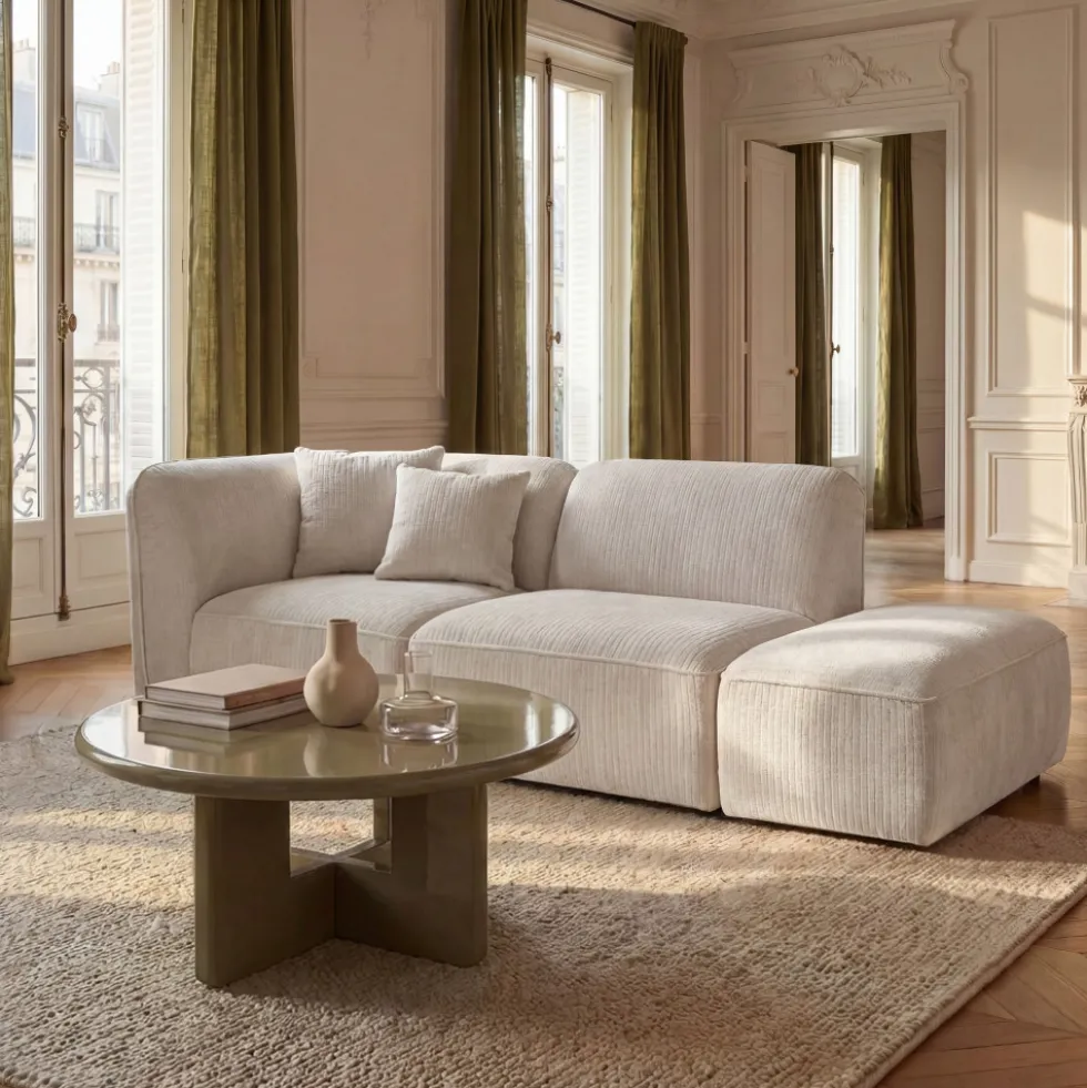 NOOR Pouf pour canapé modulable en velours côtelé