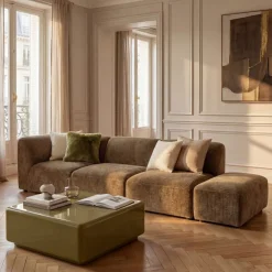 NOOR Pouf pour canapé modulable en velours côtelé