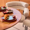 NORI Lot de 2 fauteuils de table en tissu bouclette et métal