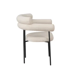 NORI Lot de 2 fauteuils de table en tissu bouclette et métal