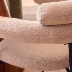 NORI Lot de 2 fauteuils de table en tissu bouclette et métal