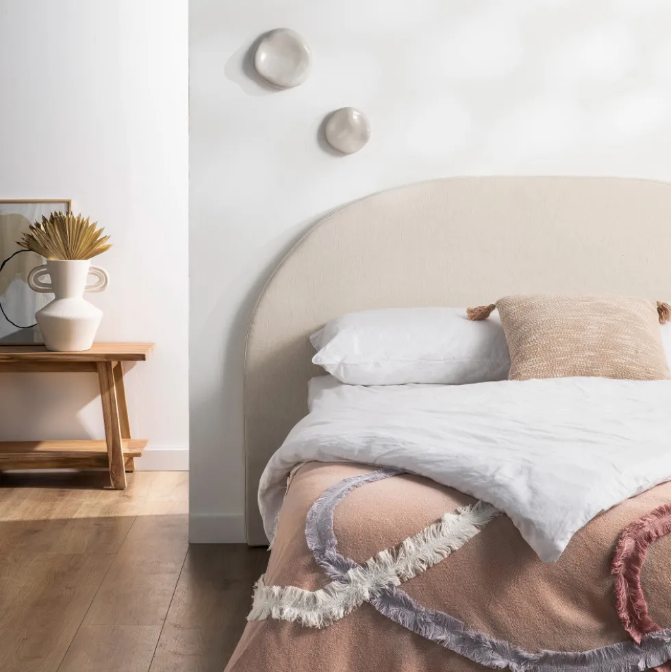 NOUSSA Tête de lit en coton et lin demi-lune L170cm