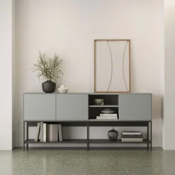 NOXA Buffet 3 portes en bois et métal L180cm