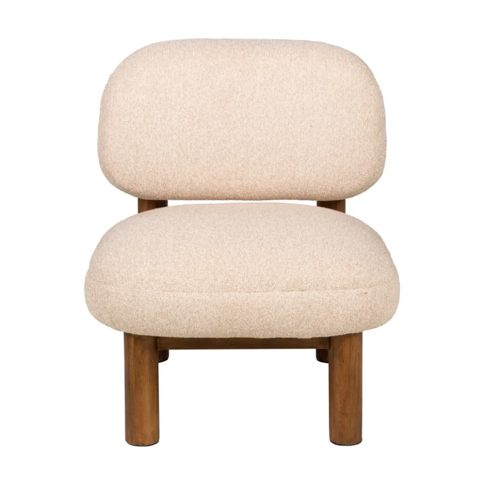 NUBO Fauteuil en tissu bouclette et bois