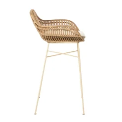 NUNUHAI Lot de 2 tabourets de bar en rotin pieds beiges H68cm