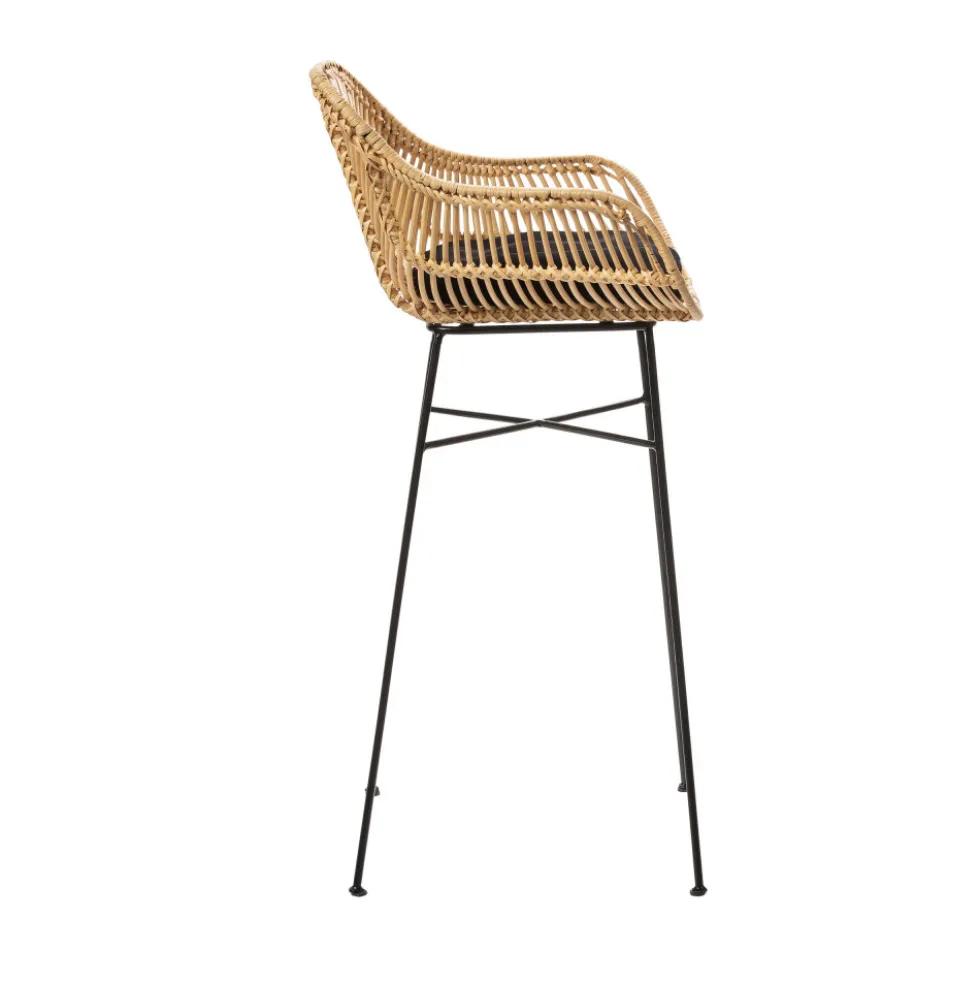 NUNUHAI Lot de 2 tabourets de bar en rotin H76cm