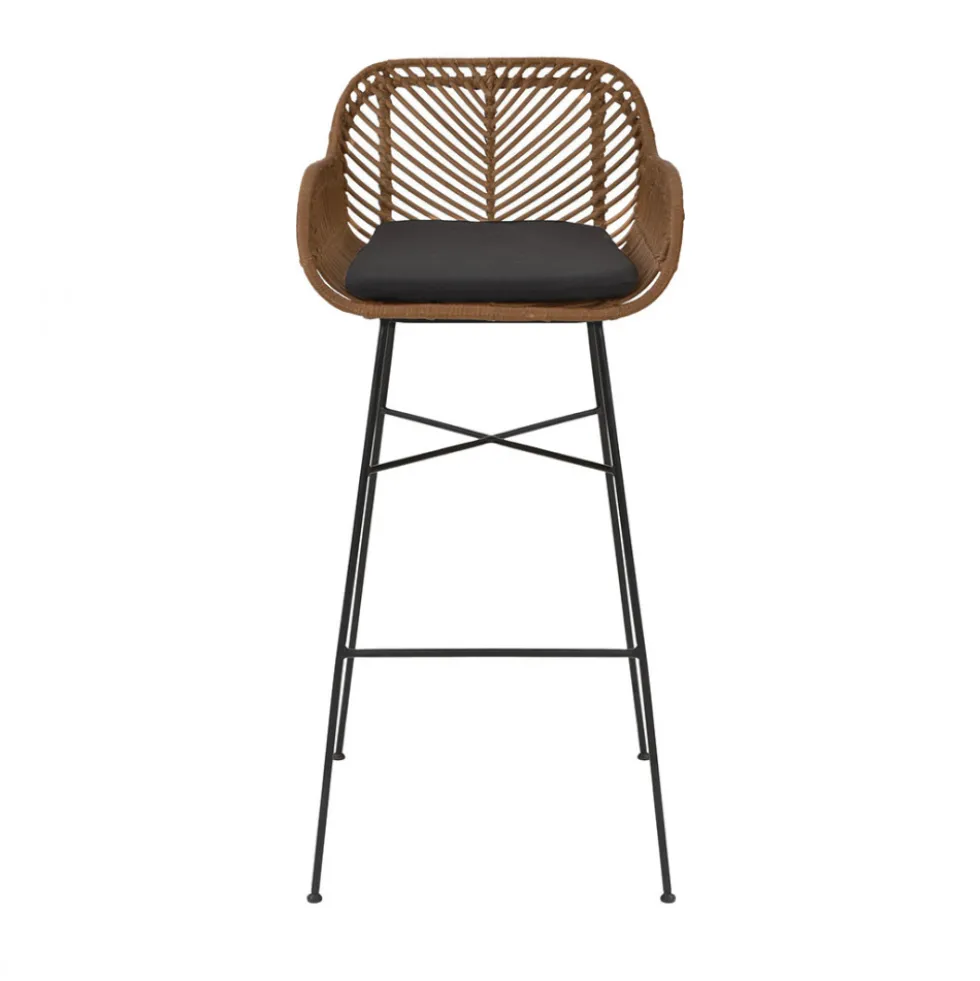 NUNUHAI Lot de 2 tabourets de bar en rotin H76cm