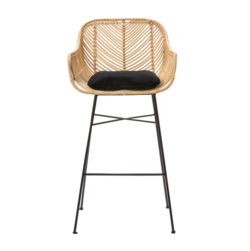 NUNUHAI Lot de 2 tabourets de bar en rotin H68cm