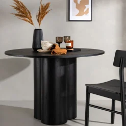 OLIVIA Table à manger 4 personnes ronde en bois