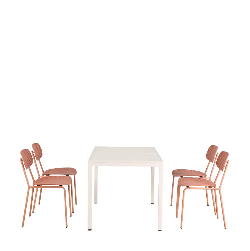ORKA Ensemble table et chaises de jardin 4 personnes en métal