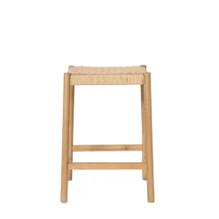 PAOLO Tabouret de bar en corde tressée et bois H65cm