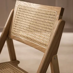 PAULA Chaise pliante en cannage et bois
