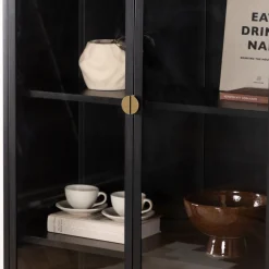 PIRING Vaisselier 2 portes en verre et métal H190cm