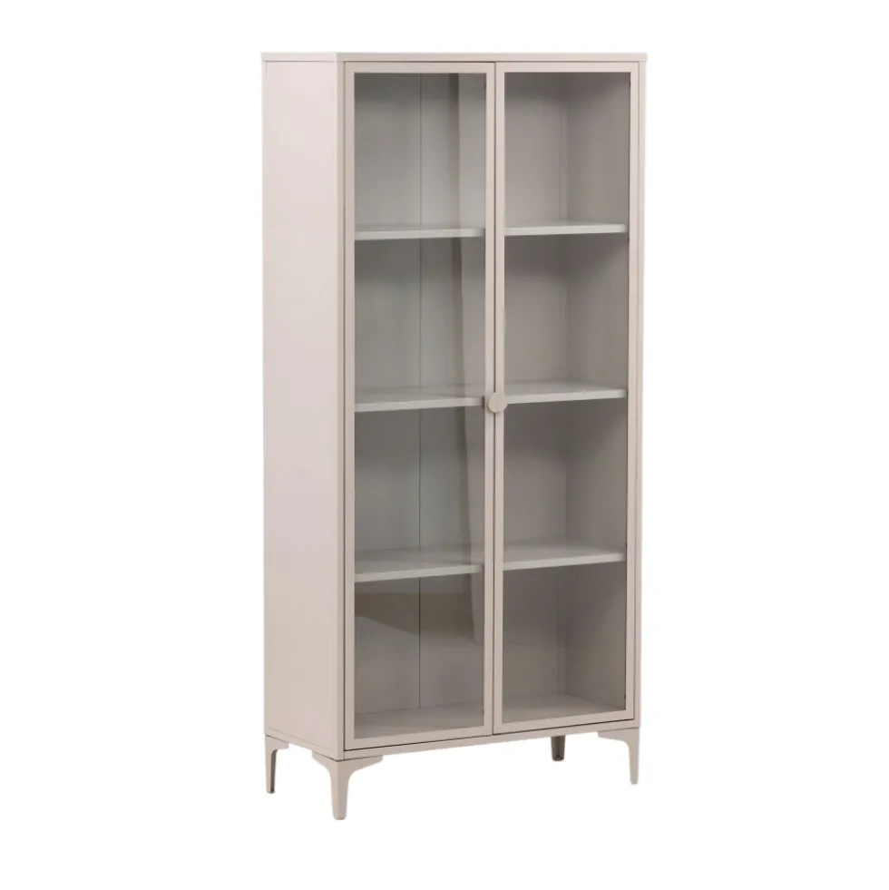 PIRING Vaisselier 2 portes en verre et métal H190cm
