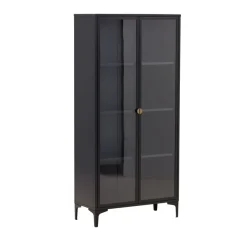 PIRING Vaisselier 2 portes en verre et métal H190cm