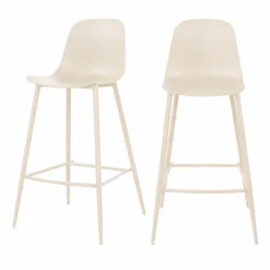 PORTLAND Lot de 4 tabourets de bar intérieur et extérieur en plastique et métal H65cm