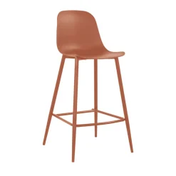 PORTLAND Lot de 4 tabourets de bar intérieur et extérieur en plastique et métal H65cm