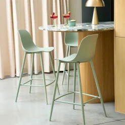 PORTLAND Lot de 4 tabourets de bar intérieur et extérieur en plastique et métal H65cm