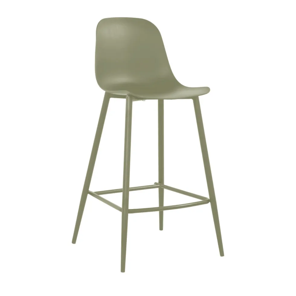 PORTLAND Lot de 4 tabourets de bar intérieur et extérieur en plastique et métal H65cm