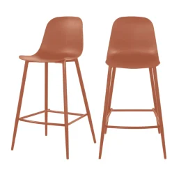PORTLAND Lot de 4 tabourets de bar intérieur et extérieur en plastique et métal H65cm