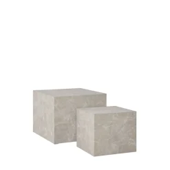 PRAGUE Lot de 2 tables basses carrées effet marbre 50x50cm
