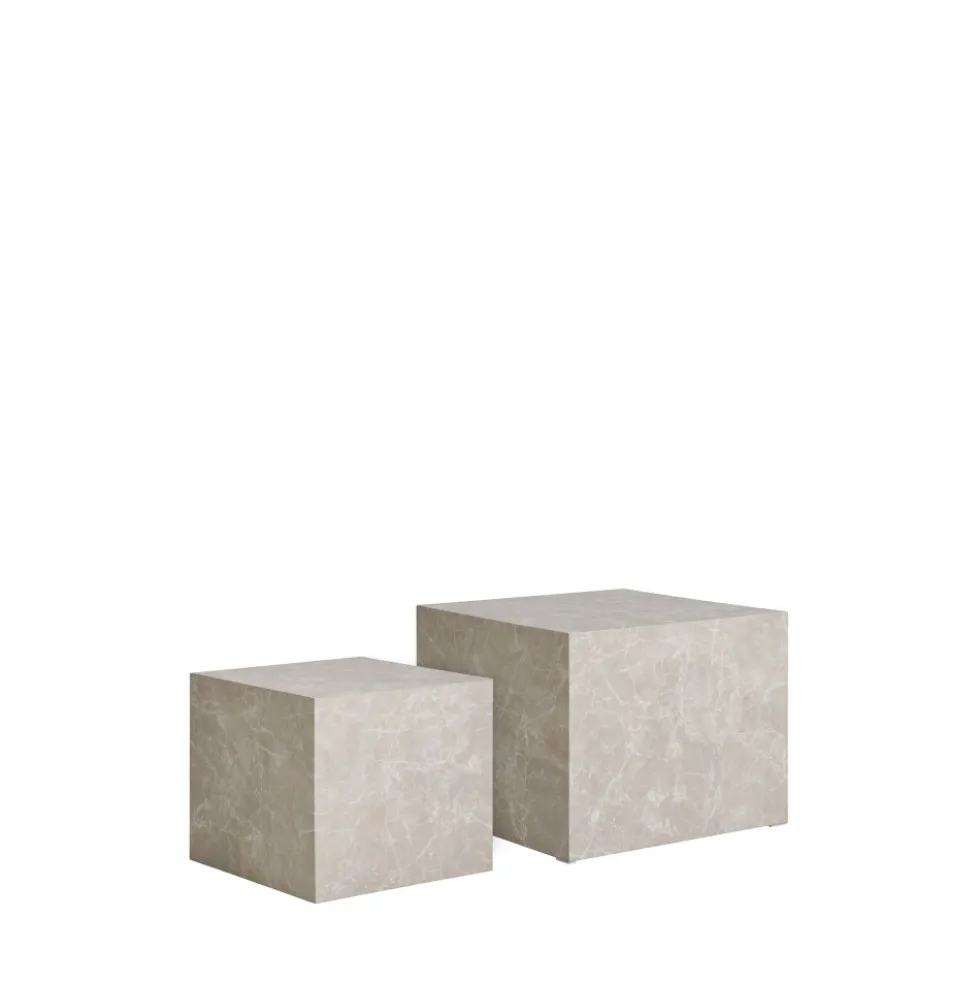 PRAGUE Lot de 2 tables basses carrées effet marbre 50x50cm