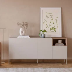 QUENOR Buffet 4 portes en bois et métal L180cm