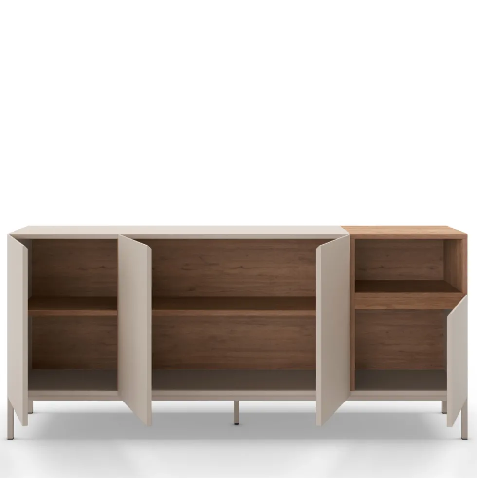 QUENOR Buffet 4 portes en bois et métal L180cm