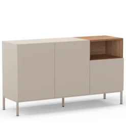 QUENOR Buffet 3 portes en bois et métal L140cm