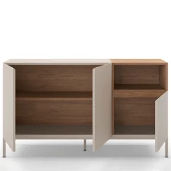 QUENOR Buffet 3 portes en bois et métal L140cm