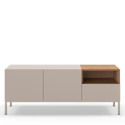 QUENOR Meuble TV 2 portes 1 tiroir en bois et métal L140cm