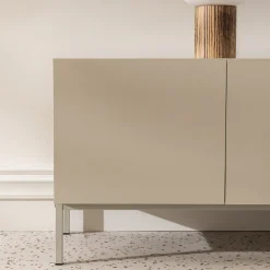 QUENOR Meuble TV 3 portes 1 tiroir en bois et métal L180cm