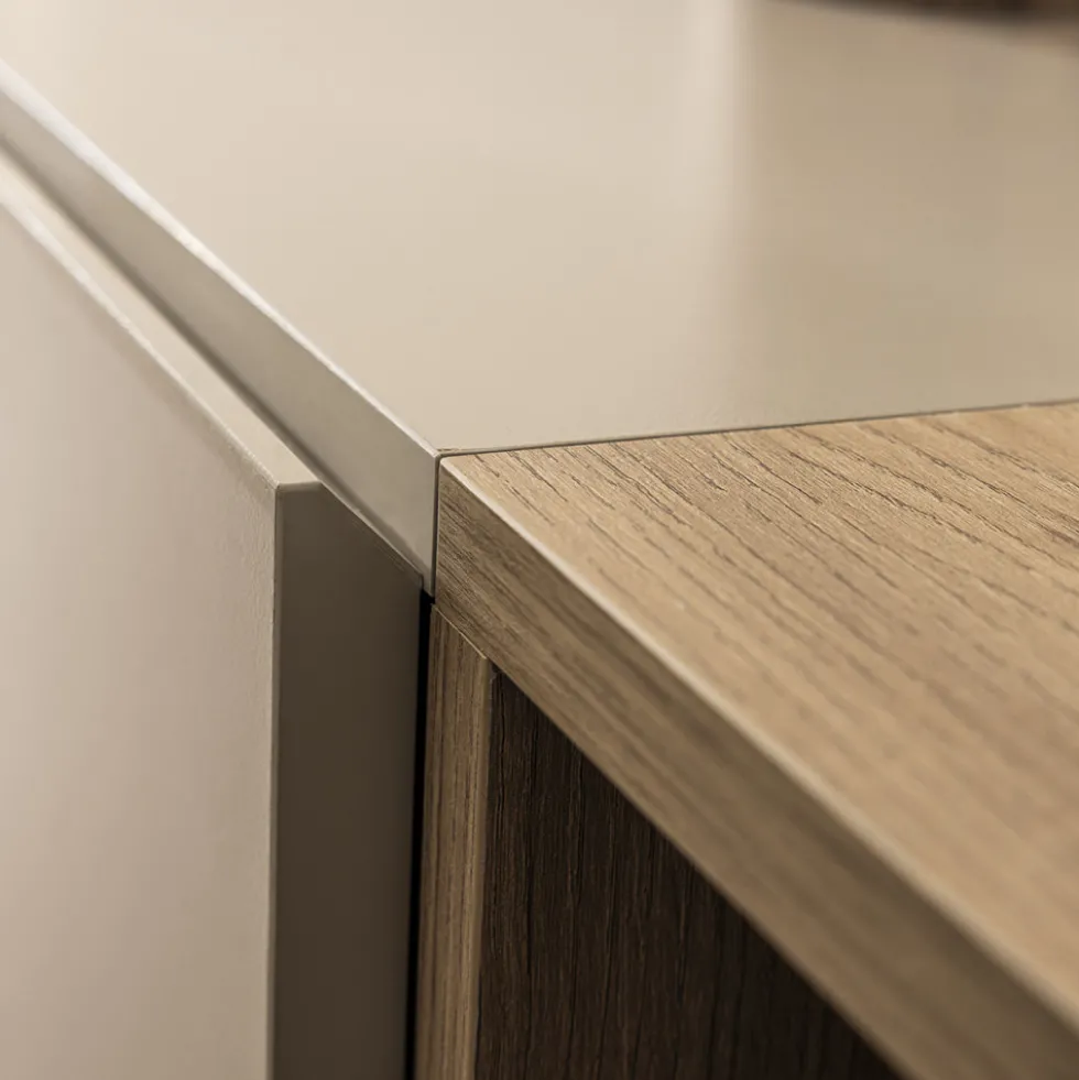 QUENOR Meuble TV 3 portes 1 tiroir en bois et métal L180cm