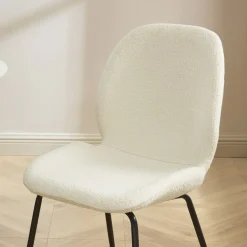 RAY Lot de 2 chaises en tissu bouclette et métal