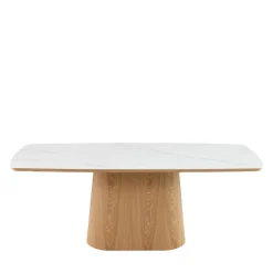 RENO Table à manger 8 personnes effet marbre et bois