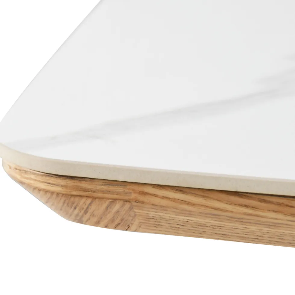 RENO Table à manger 8 personnes effet marbre et bois